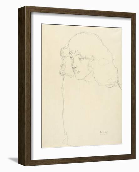 Half-Length Portrait of a Girl in Three-Quarter Profile from the Left, 1913 (Pencil on Paper)-Gustav Klimt-Framed Giclee Print