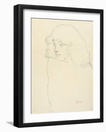 Half-Length Portrait of a Girl in Three-Quarter Profile from the Left, 1913 (Pencil on Paper)-Gustav Klimt-Framed Giclee Print