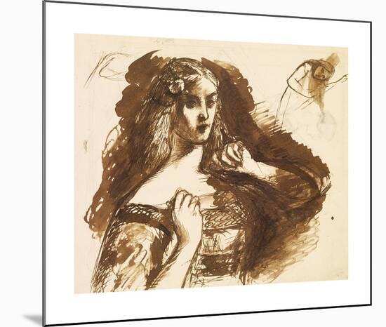 Half-Length Sketch of a Young Woman-Dante Gabriel Rossetti-Mounted Premium Giclee Print