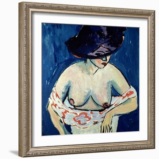 Half-Naked Woman with a Hat, 1911-Ernst Ludwig Kirchner-Framed Giclee Print