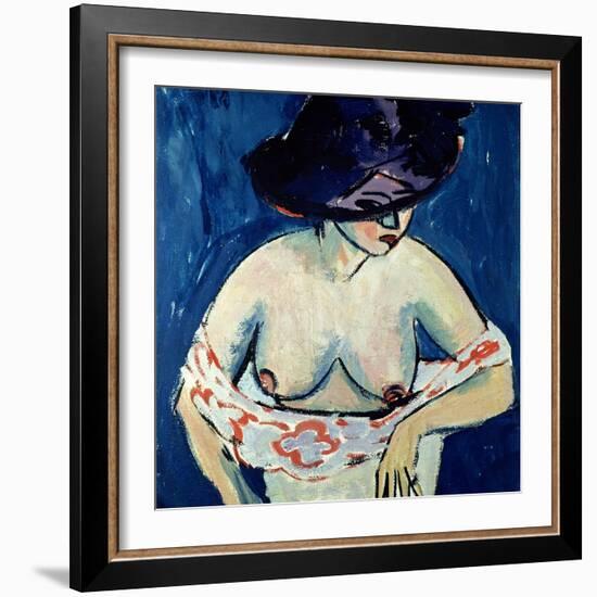 Half-Naked Woman with a Hat, 1911-Ernst Ludwig Kirchner-Framed Giclee Print