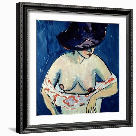 Half-Naked Woman with a Hat, 1911-Ernst Ludwig Kirchner-Framed Giclee Print