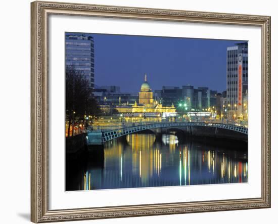 Half Penny Bridge and Custom House, Dublin, Ireland-Jon Arnold-Framed Photographic Print