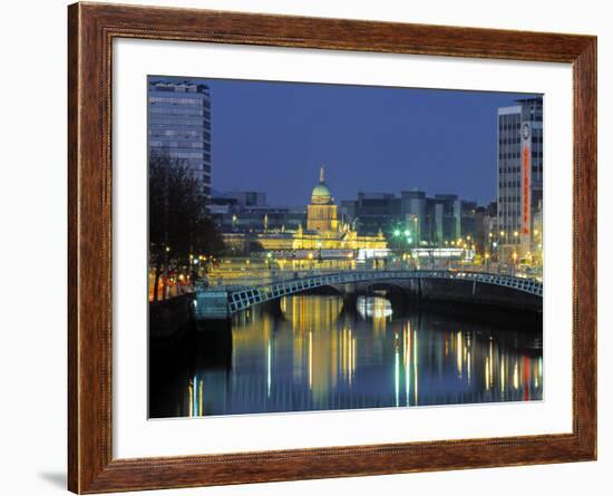 Half Penny Bridge and Custom House, Dublin, Ireland-Jon Arnold-Framed Photographic Print