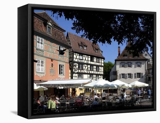 Half Timbered and Painted Buildings and Restaurants, Colmar, Haut Rhin, Alsace, France, Europe-Richardson Peter-Framed Premier Image Canvas