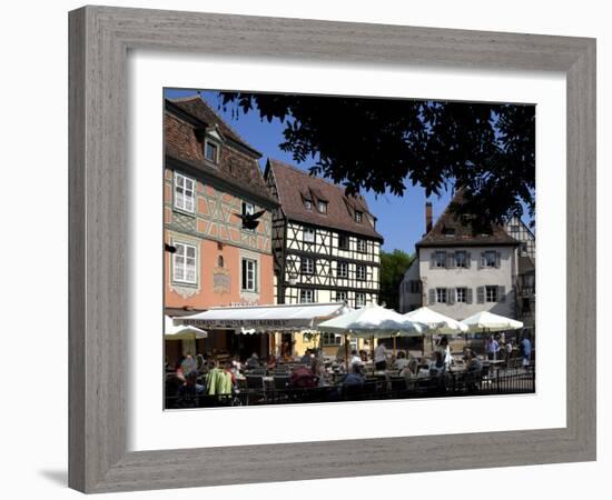 Half Timbered and Painted Buildings and Restaurants, Colmar, Haut Rhin, Alsace, France, Europe-Richardson Peter-Framed Photographic Print