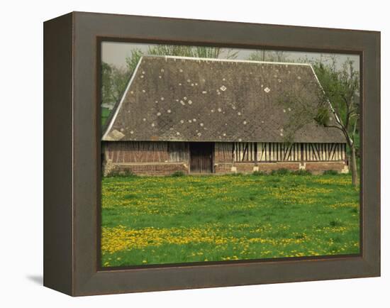 Half Timbered Farm Building Near Pont Audemer, Marais Vernier, Haute Normandie, France-Michael Busselle-Framed Premier Image Canvas