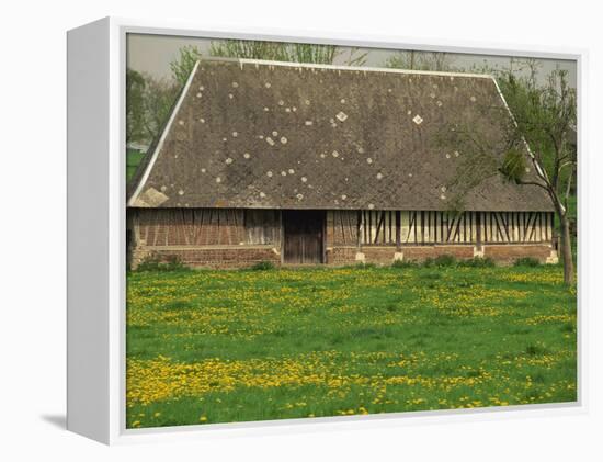 Half Timbered Farm Building Near Pont Audemer, Marais Vernier, Haute Normandie, France-Michael Busselle-Framed Premier Image Canvas