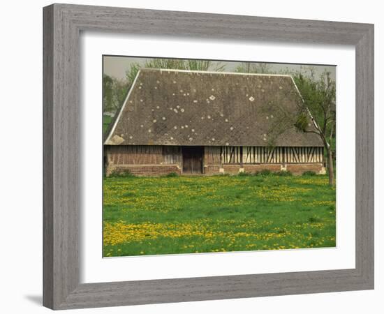 Half Timbered Farm Building Near Pont Audemer, Marais Vernier, Haute Normandie, France-Michael Busselle-Framed Photographic Print