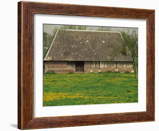 Half Timbered Farm Building Near Pont Audemer, Marais Vernier, Haute Normandie, France-Michael Busselle-Framed Photographic Print