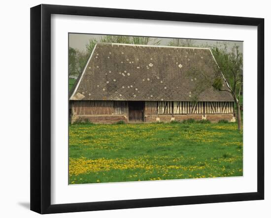 Half Timbered Farm Building Near Pont Audemer, Marais Vernier, Haute Normandie, France-Michael Busselle-Framed Photographic Print