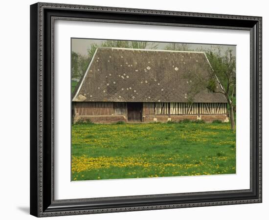 Half Timbered Farm Building Near Pont Audemer, Marais Vernier, Haute Normandie, France-Michael Busselle-Framed Photographic Print