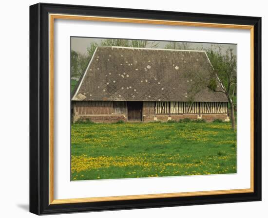 Half Timbered Farm Building Near Pont Audemer, Marais Vernier, Haute Normandie, France-Michael Busselle-Framed Photographic Print