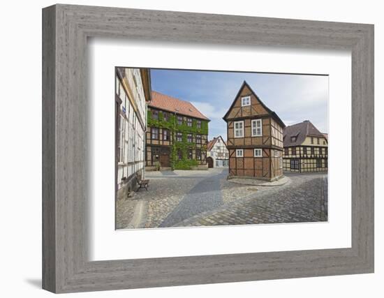 Half-Timbered House 'Am Finkenherd' in the Historical Old Town of Quedlinburg in Saxony-Anhalt-Uwe Steffens-Framed Photographic Print