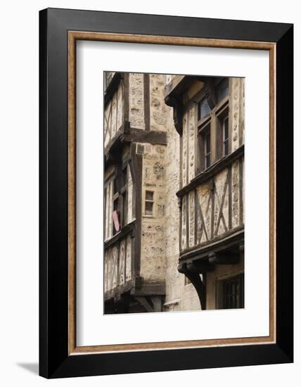Half-Timbered House Detail, Bayeux, Normandy, France-Walter Bibikow-Framed Photographic Print
