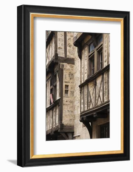 Half-Timbered House Detail, Bayeux, Normandy, France-Walter Bibikow-Framed Photographic Print