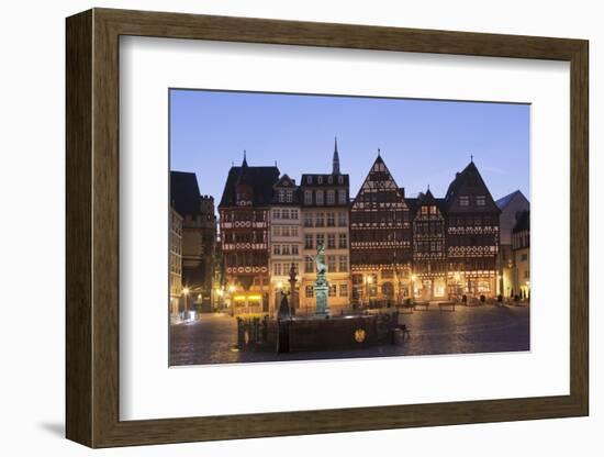 Half-timbered houses and Justitia Fountain at Roemerberg square, Frankfurt, Hesse, Germany, Europe-Markus Lange-Framed Photographic Print