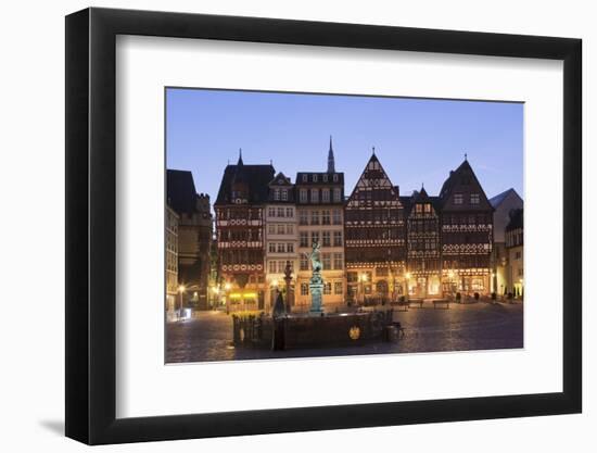 Half-timbered houses and Justitia Fountain at Roemerberg square, Frankfurt, Hesse, Germany, Europe-Markus Lange-Framed Photographic Print