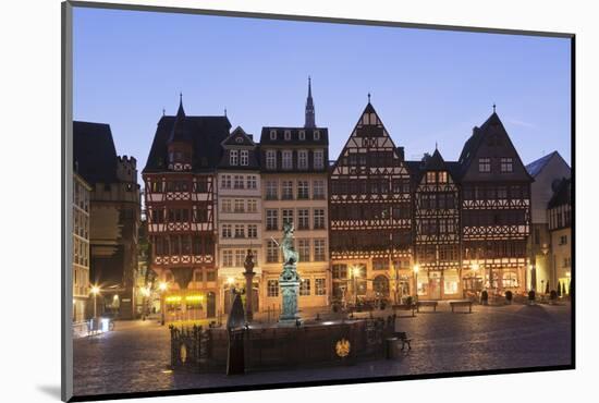 Half-timbered houses and Justitia Fountain at Roemerberg square, Frankfurt, Hesse, Germany, Europe-Markus Lange-Mounted Photographic Print
