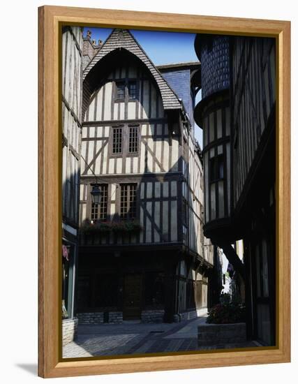 Half-Timbered Houses in Medieval Rue Champeaux, Troyes, Champagne-Ardenne, France-null-Framed Premier Image Canvas