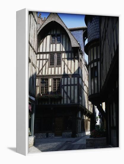 Half-Timbered Houses in Medieval Rue Champeaux, Troyes, Champagne-Ardenne, France-null-Framed Premier Image Canvas