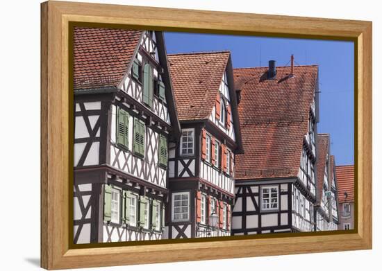 Half-Timbered Houses, Schorndorf, Schurwald Wooded Mountain Range, Baden Wurttemberg, Germany-Markus Lange-Framed Premier Image Canvas