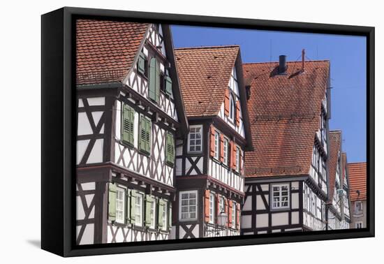 Half-Timbered Houses, Schorndorf, Schurwald Wooded Mountain Range, Baden Wurttemberg, Germany-Markus Lange-Framed Premier Image Canvas