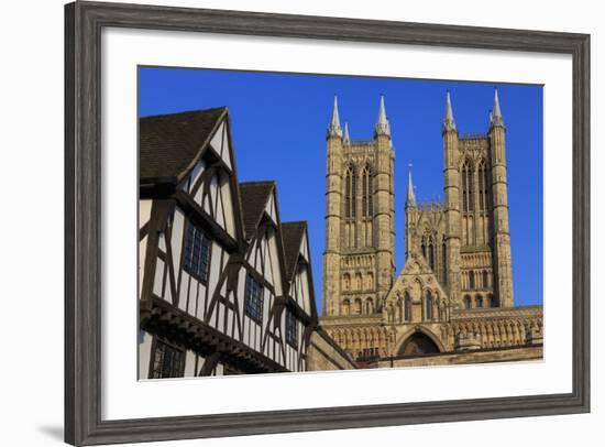 Half-Timbered Leigh-Pemberton House and Lincoln Cathedral, England-Eleanor Scriven-Framed Photographic Print