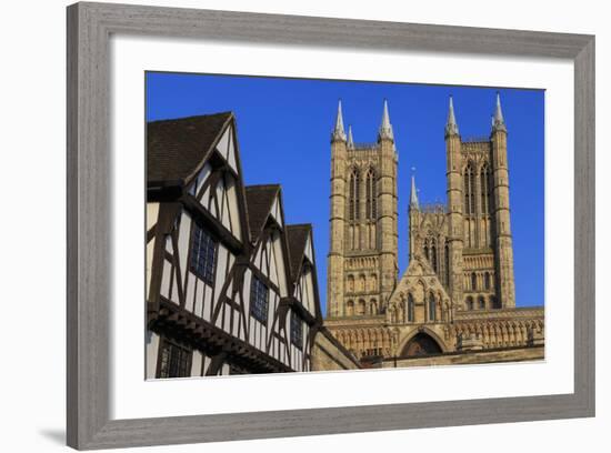 Half-Timbered Leigh-Pemberton House and Lincoln Cathedral, England-Eleanor Scriven-Framed Photographic Print