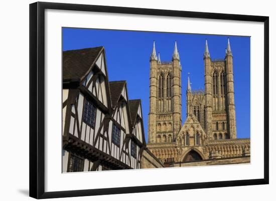 Half-Timbered Leigh-Pemberton House and Lincoln Cathedral, England-Eleanor Scriven-Framed Photographic Print