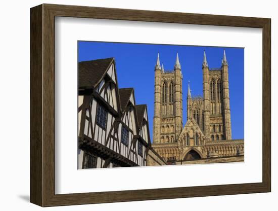 Half-Timbered Leigh-Pemberton House and Lincoln Cathedral, England-Eleanor Scriven-Framed Photographic Print