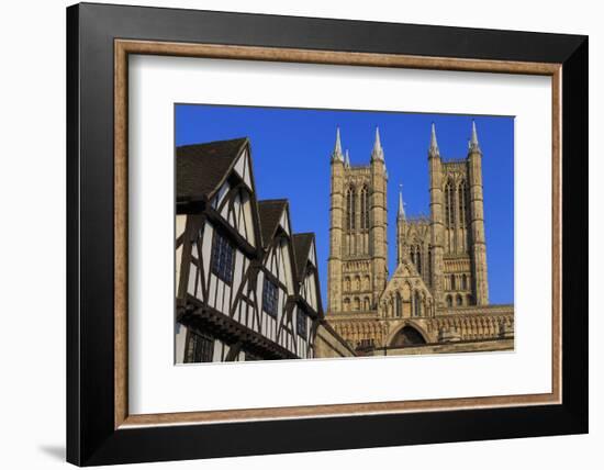 Half-Timbered Leigh-Pemberton House and Lincoln Cathedral, England-Eleanor Scriven-Framed Photographic Print