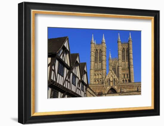 Half-Timbered Leigh-Pemberton House and Lincoln Cathedral, England-Eleanor Scriven-Framed Photographic Print