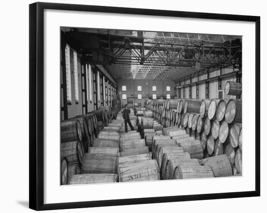 Half Ton Hogsheads of Tobacco, Stored in the Warehouse on King Albert Docks, Port of London-Carl Mydans-Framed Premium Photographic Print