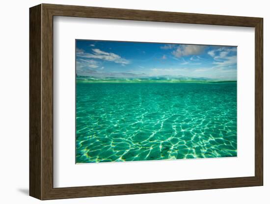 Half Water Half Land, Clouds over the Pacific Ocean, Bora Bora, French Polynesia-null-Framed Photographic Print