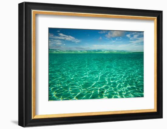 Half Water Half Land, Clouds over the Pacific Ocean, Bora Bora, French Polynesia-null-Framed Photographic Print