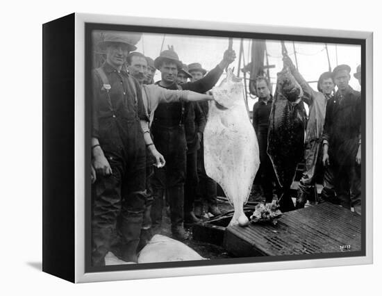 Halibut Fishermen on the Pacific-Alaska Coast, Undated-Asahel Curtis-Framed Premier Image Canvas