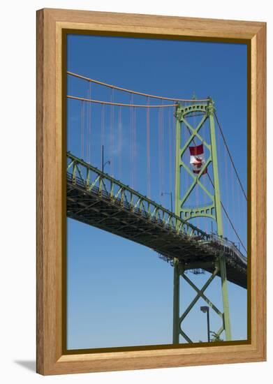 Halifax, Nova Scotia, Harbor with Large Famous Bridge Mckay Bridge with Canadian Flag Flying-Bill Bachmann-Framed Premier Image Canvas