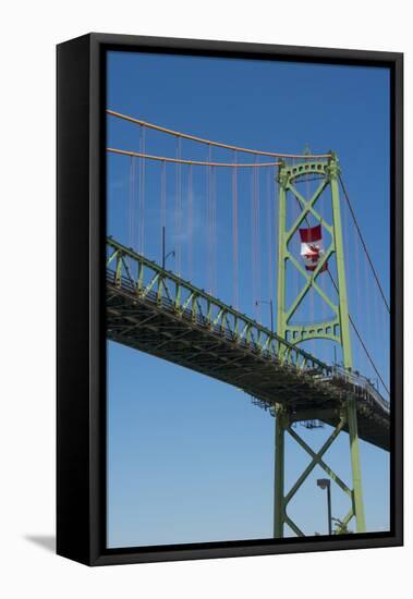 Halifax, Nova Scotia, Harbor with Large Famous Bridge Mckay Bridge with Canadian Flag Flying-Bill Bachmann-Framed Premier Image Canvas