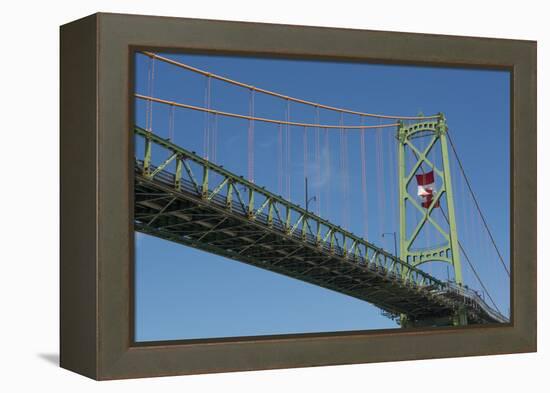 Halifax, Nova Scotia, Harbor with Large Famous Bridge Mckay Bridge with Canadian Flag Flying-Bill Bachmann-Framed Premier Image Canvas