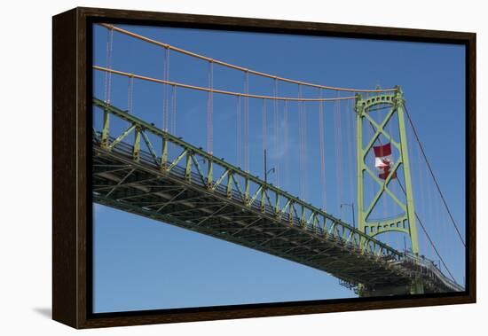 Halifax, Nova Scotia, Harbor with Large Famous Bridge Mckay Bridge with Canadian Flag Flying-Bill Bachmann-Framed Premier Image Canvas