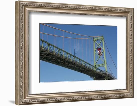 Halifax, Nova Scotia, Harbor with Large Famous Bridge Mckay Bridge with Canadian Flag Flying-Bill Bachmann-Framed Photographic Print