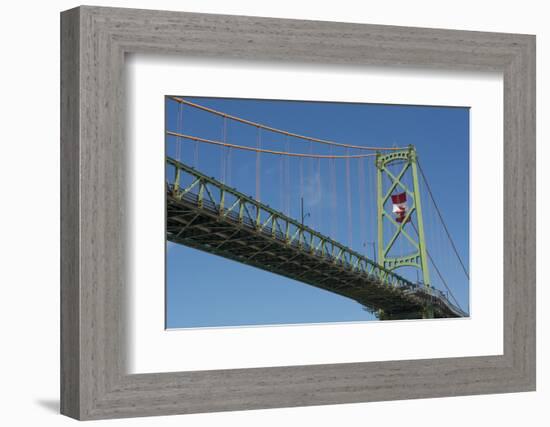 Halifax, Nova Scotia, Harbor with Large Famous Bridge Mckay Bridge with Canadian Flag Flying-Bill Bachmann-Framed Photographic Print