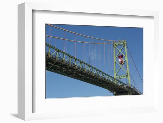 Halifax, Nova Scotia, Harbor with Large Famous Bridge Mckay Bridge with Canadian Flag Flying-Bill Bachmann-Framed Photographic Print