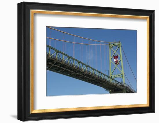 Halifax, Nova Scotia, Harbor with Large Famous Bridge Mckay Bridge with Canadian Flag Flying-Bill Bachmann-Framed Photographic Print