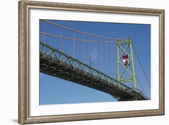 Halifax, Nova Scotia, Harbor with Large Famous Bridge Mckay Bridge with Canadian Flag Flying-Bill Bachmann-Framed Photographic Print