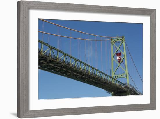 Halifax, Nova Scotia, Harbor with Large Famous Bridge Mckay Bridge with Canadian Flag Flying-Bill Bachmann-Framed Photographic Print