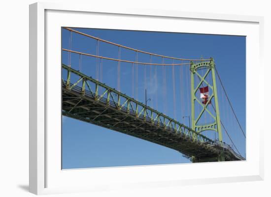 Halifax, Nova Scotia, Harbor with Large Famous Bridge Mckay Bridge with Canadian Flag Flying-Bill Bachmann-Framed Photographic Print