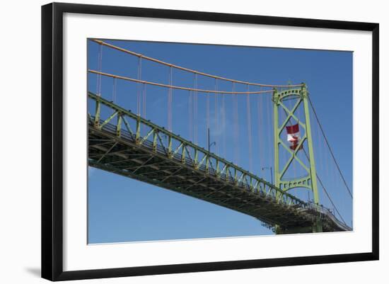 Halifax, Nova Scotia, Harbor with Large Famous Bridge Mckay Bridge with Canadian Flag Flying-Bill Bachmann-Framed Photographic Print