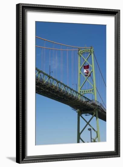 Halifax, Nova Scotia, Harbor with Large Famous Bridge Mckay Bridge with Canadian Flag Flying-Bill Bachmann-Framed Photographic Print